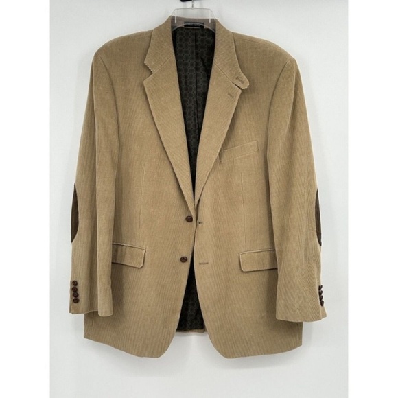 Lauren Ralph‎ Lauren Mens Sports Coat 42L Corduroy Tan Elbow Patches tan blazer - Picture 1 of 16